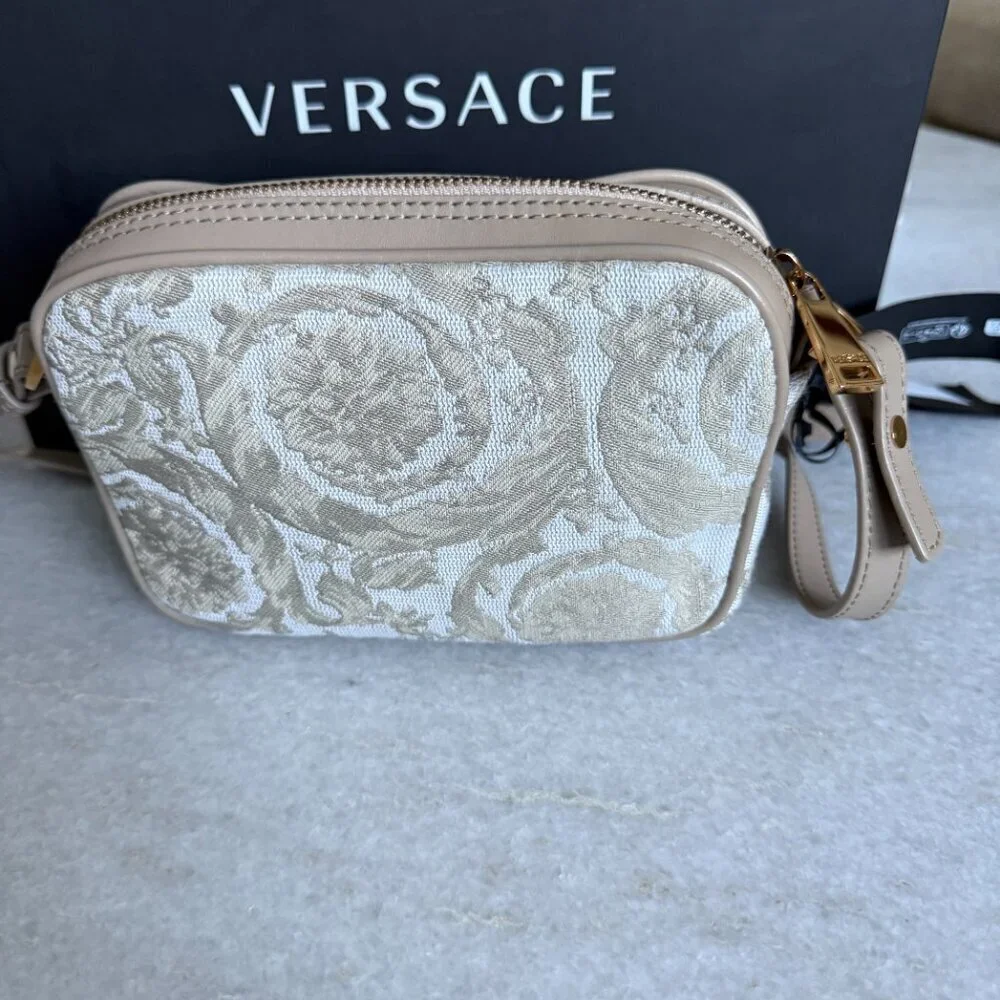 Versace Fabric Jacquard and Leather Bag Crossbody‎ Shoulder Bag, 1012856